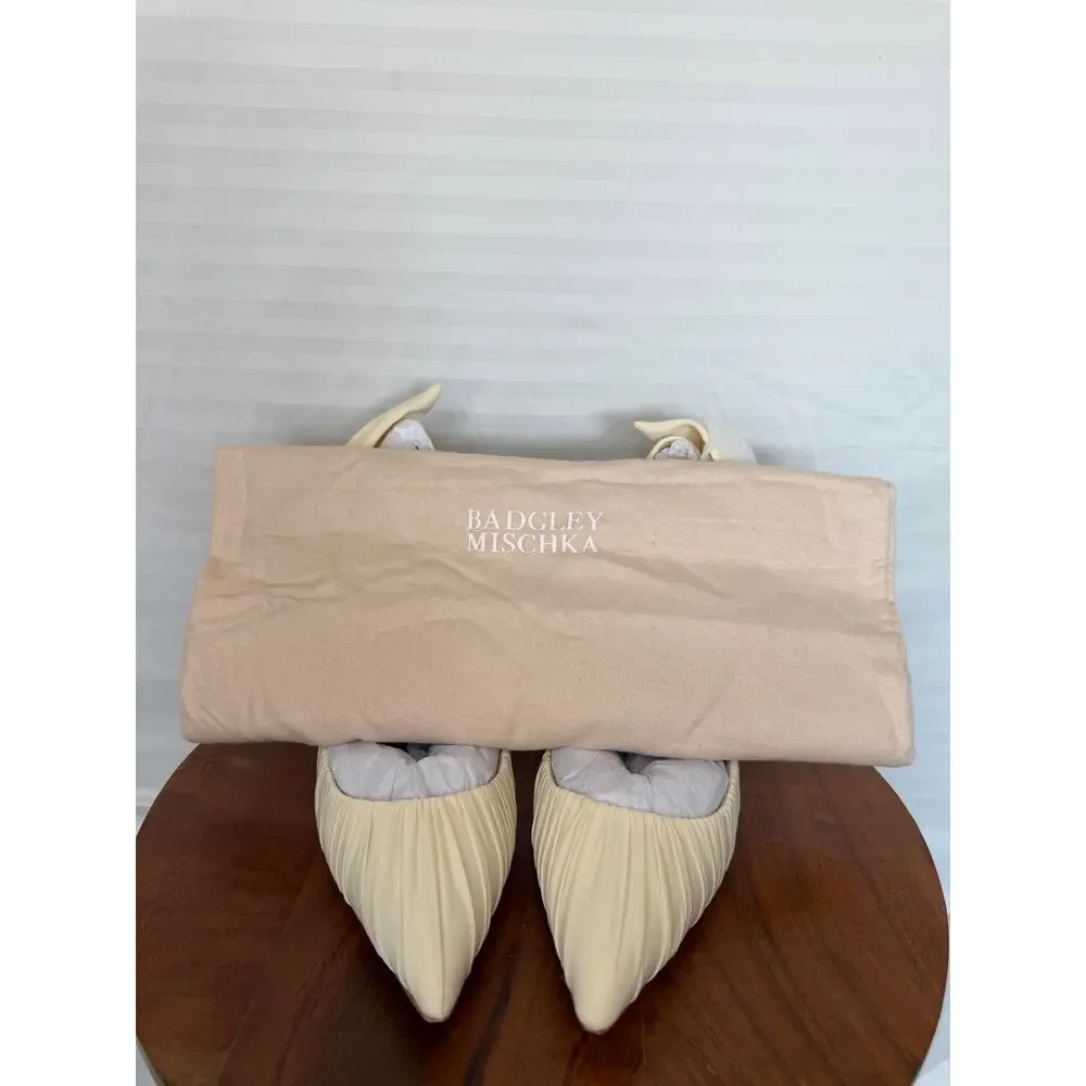 Badgley Mischka Vanesa Ruched Bow Pumps Ivory 8.5 NIB MSRP $225 Wedding